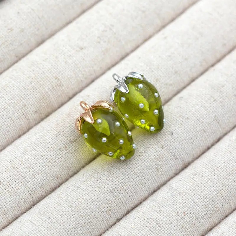 3D Resin Sweet Strawberry Shape Fruit Pendant Charms DIY Jewelry Zpaxo