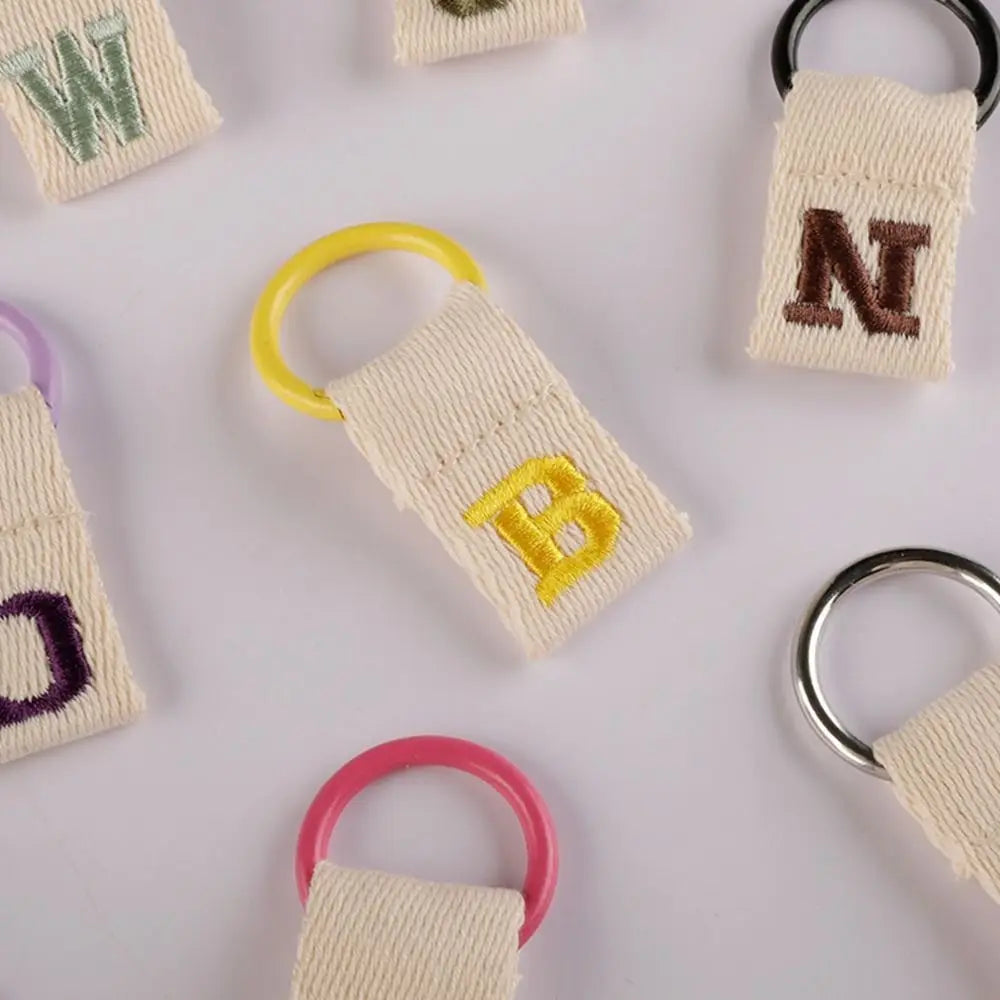 Keys Organizer 26 Letter Key Chain Ring Embroidery Alphabet Car Zpaxo