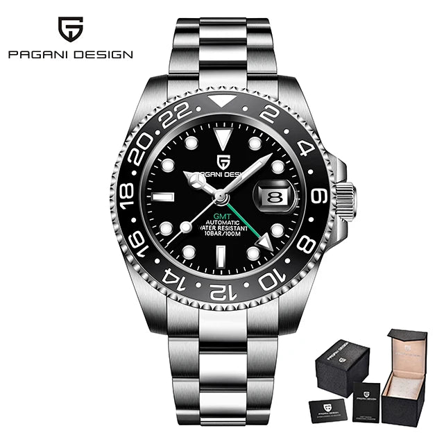 New GMT Watch PAGANI DESIGN 40mm Men Wristwatch Classic Luxury Mechanical Watches Top Brand 100M Waterproof Watches for Man 2026 Zpaxo black United States