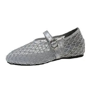 Womens Mesh Mary Jane Flat Sandals Summer Breathable Hollow Out Zpaxo 41 Silver