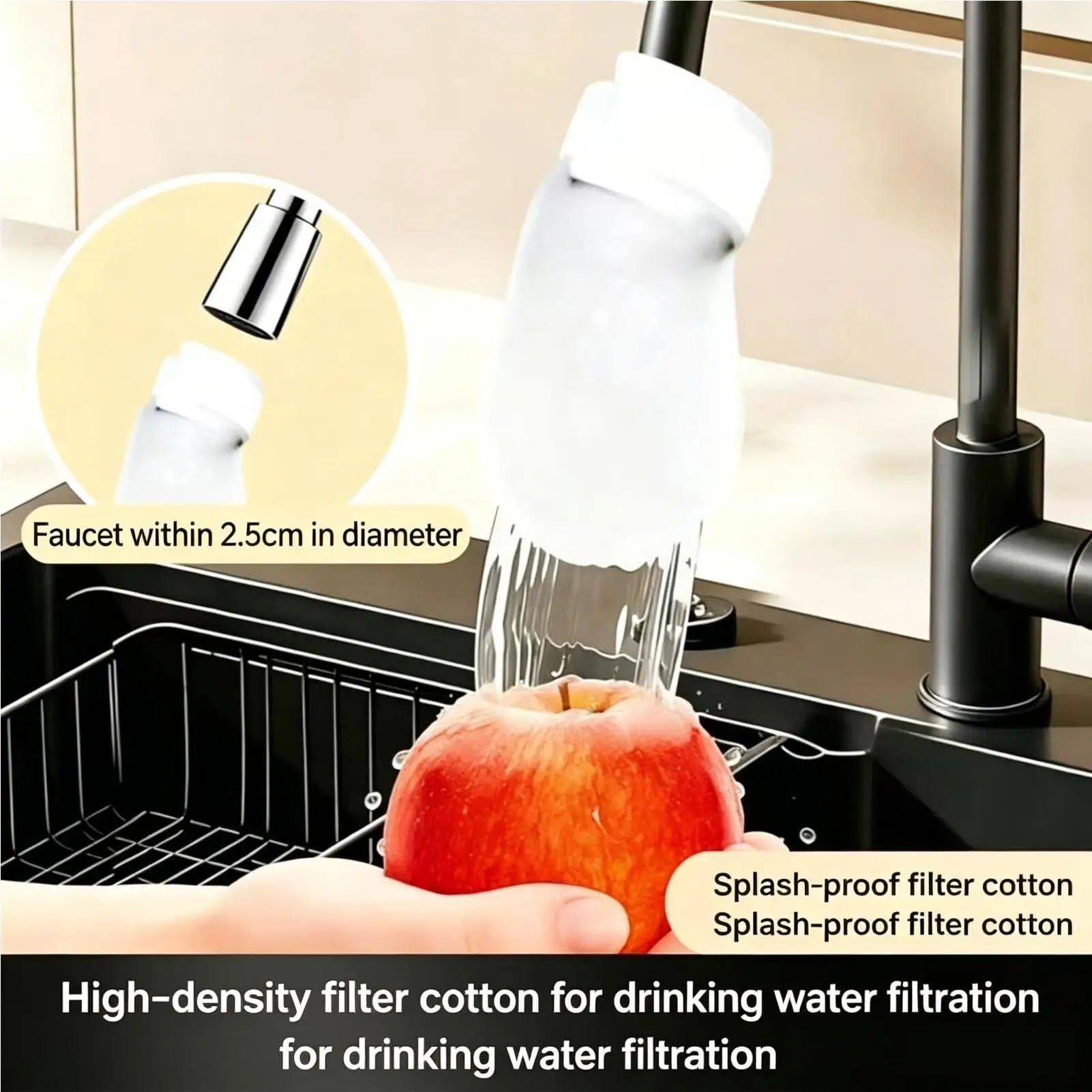 Universal Faucet Filter Cotton Anti-splash Thickened Faucet Filter with T-strap Tap Water Filter Bag Zpaxo