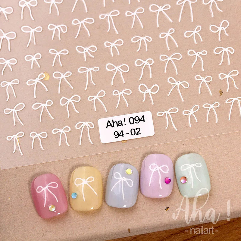 Wine Red Gilt Bow Nail Sticker Silver Gold Laser Nail Sticker Combination of Different Sizes Self-Adhesive Nail Art Decoration Zpaxo