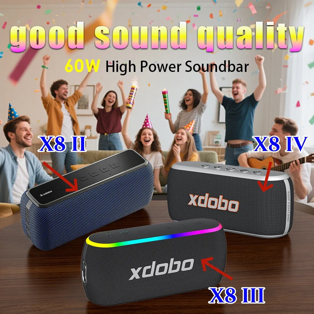 XDOBO X8 Series Wireless Speaker 60W Subwoofer Deep Bass Outdoor Music Smart TV Home Cinema Loudspeaker X8II X8III X8IV Soundbar Zpaxo