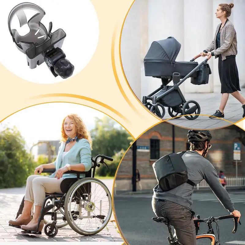 Cup Holder For Walker Drink Holder Scooter Water Bottle Cage 360 Rotatable 2-in-1 Storage Organizer Non-Slip For Wheelchair Zpaxo