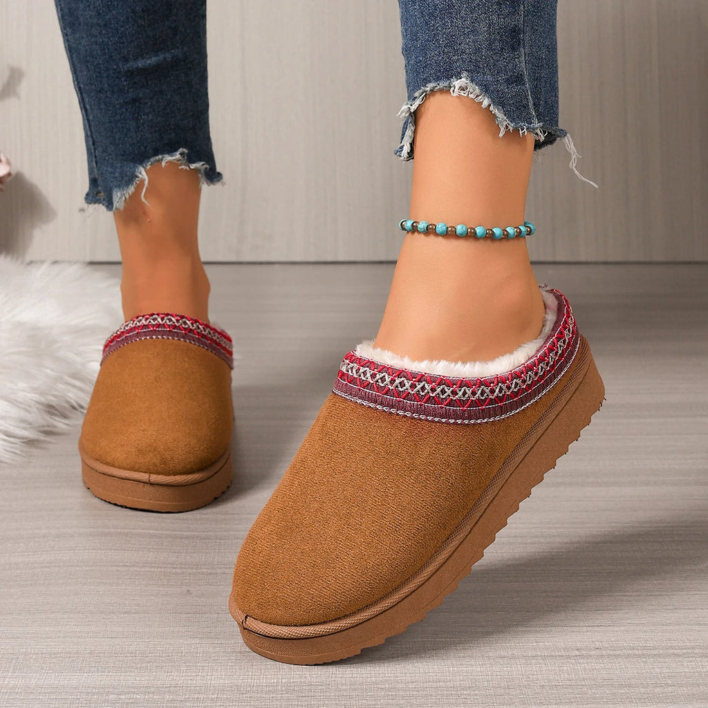 2025 New Women Slippers Comfortable Outdoor Slides Women Trend Covered Half Mop Warm Slippers Winter Warm Thick Sole Shoes Women Zpaxo
