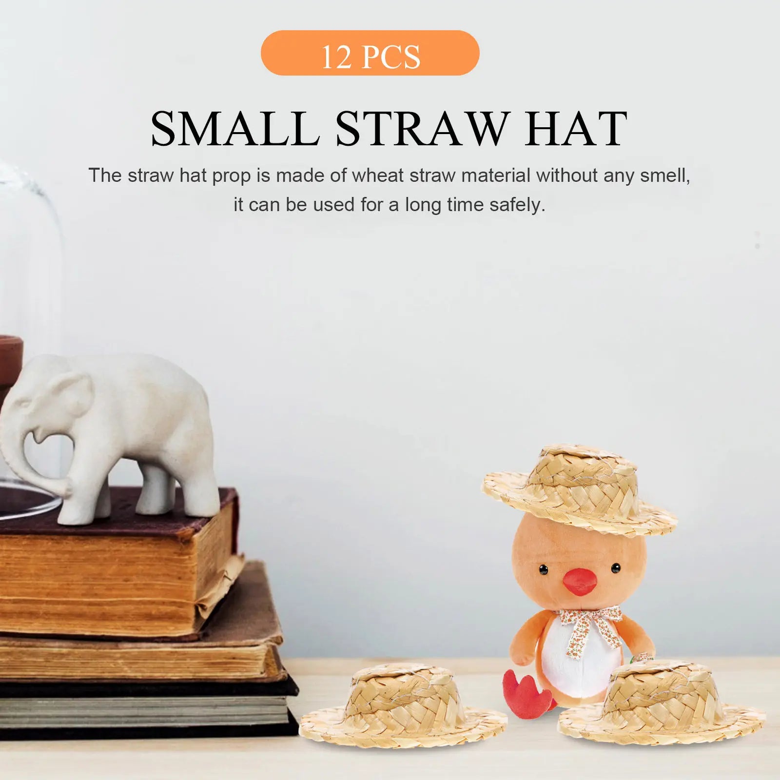 12Pcs Woven Straw Hats Small Lightweight Rustic Photo Prop Exquisite Decorative Hat Adornments Small Straw Hat Zpaxo