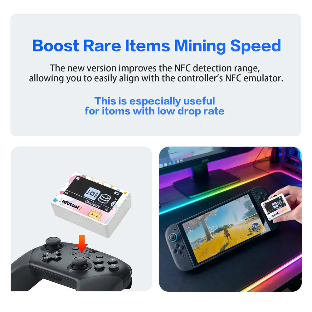 Infinite Swipe Smart NFC Pixl Card Simulator Support Induction Burner Feature & 15 Languages for Amiibo/Switch/Switch2/3DS/Wii U Zpaxo