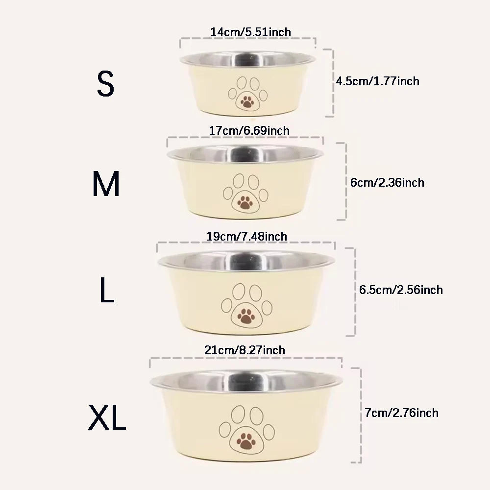 Pet Stainless Steel Footprint Dog Bowl Anti-tip Non-slip Cat Cartoon Zpaxo