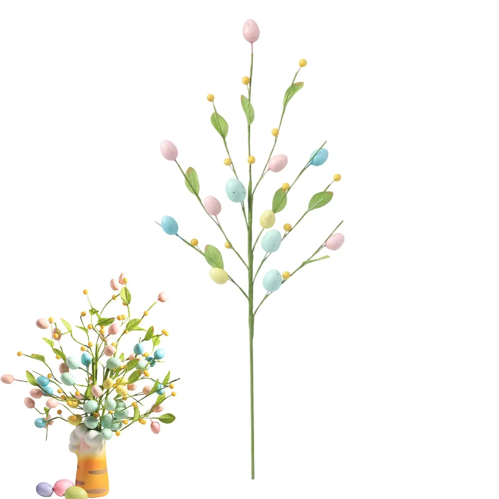 Easter Artificial Flowers Foam Spring Stems Eggs Fake Flower