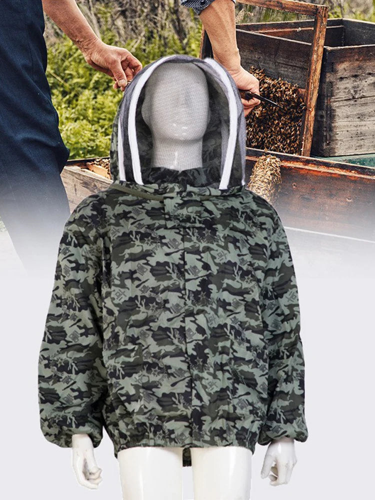 Beekeeping Suit Foldable Protective Veil Jacket Double Zippered Bee