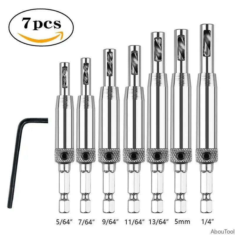 HSS Self Centering Hinge Drill Bit Positioning Hole Punching Set Door Window Cabinet Woodworking Hole Puncher Drill Bits Set Zpaxo