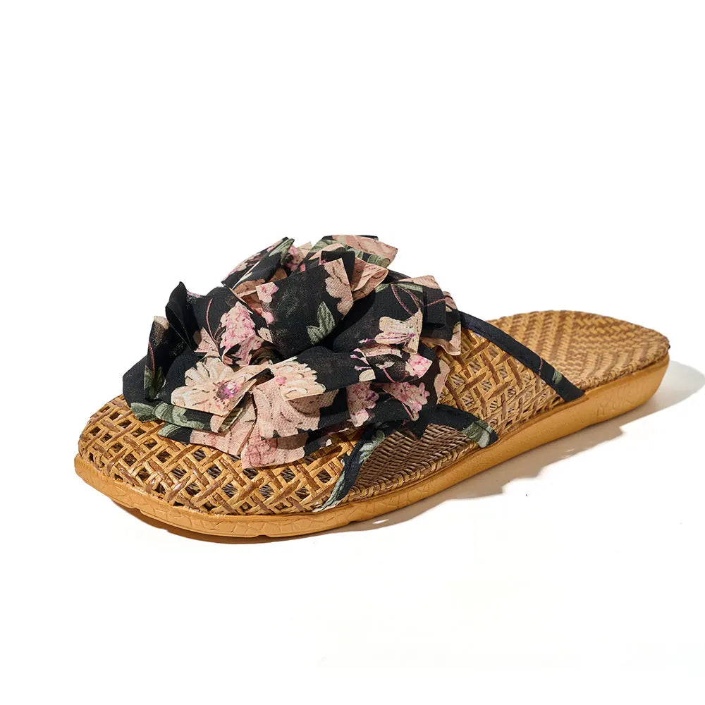 Summer Women Linen Slippers Lightweight Indoor Home Antislip Bedroom