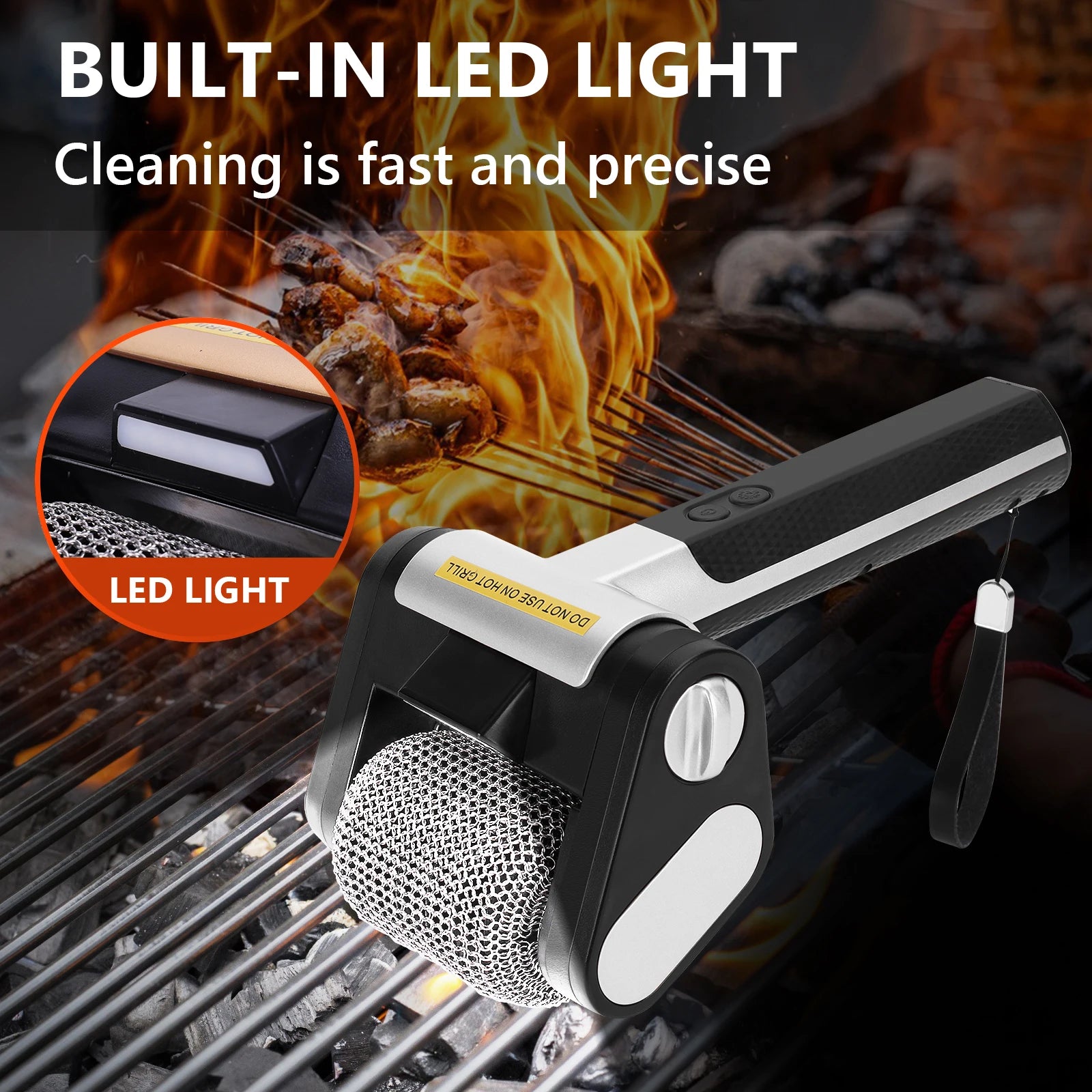Electric Stainless Steel Roller Grill Cleaner Brush W Replaceable