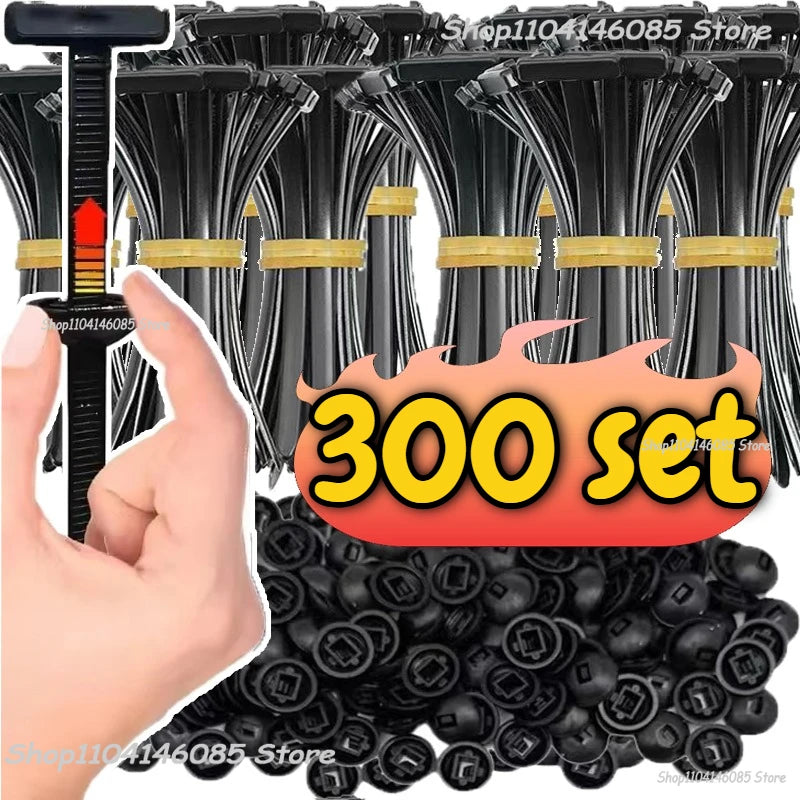 Car Nylon Black Cable Ties Push Mount Wire Harness Fastener Cable Clamp Clips Cable Ties Management Car Wire Organizers Zpaxo