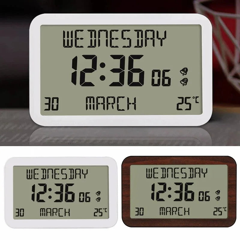 LCD Digital Alarm Clock – Date, Temp & Multi-Alarm Display