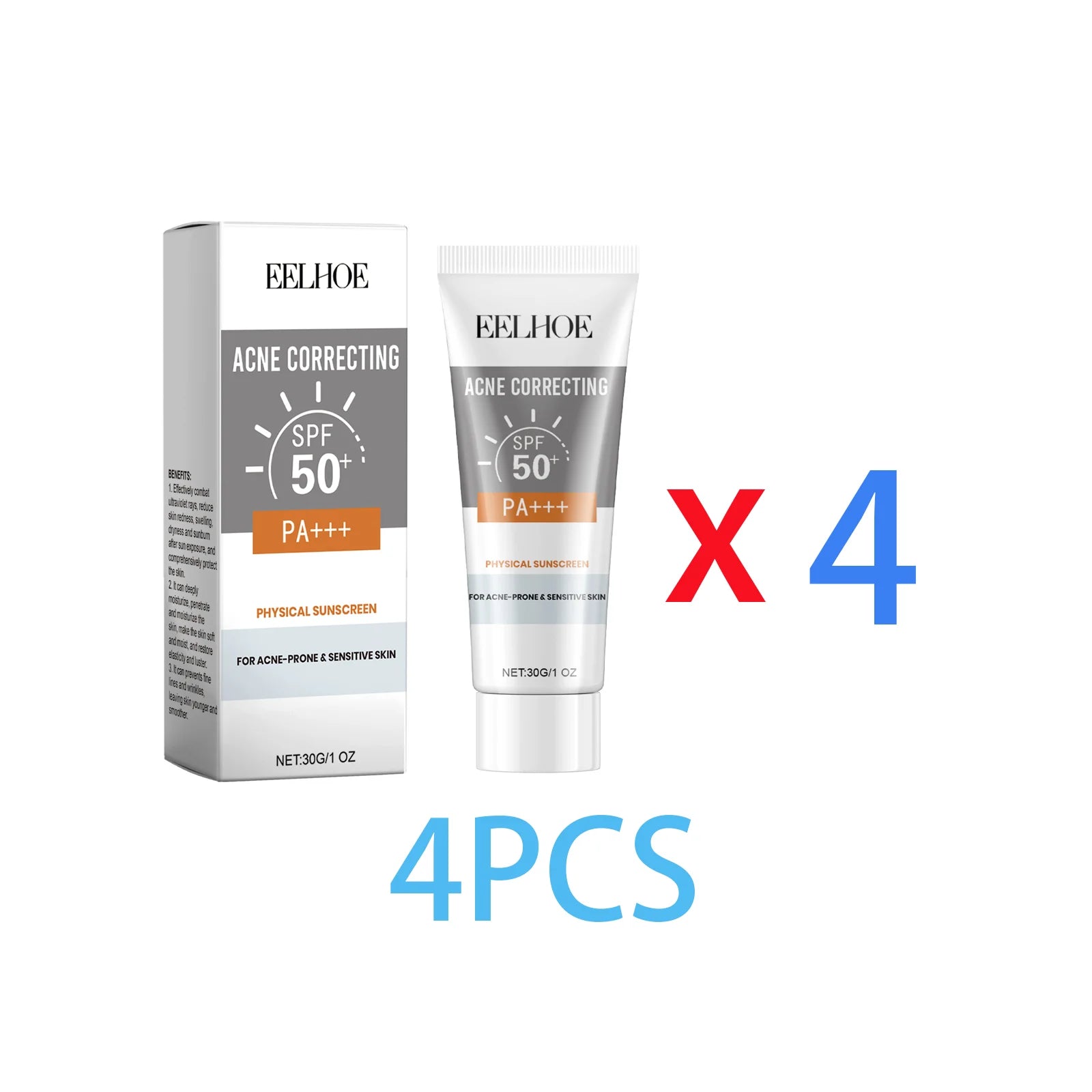 Deep Hydration Sunscreen Cream SPF 50+ UV Whitening Cream Korean Moisturizing Skin Care Tool for All Skin Type Cosmetics 30g Zpaxo Sunscreen 4Pcs
