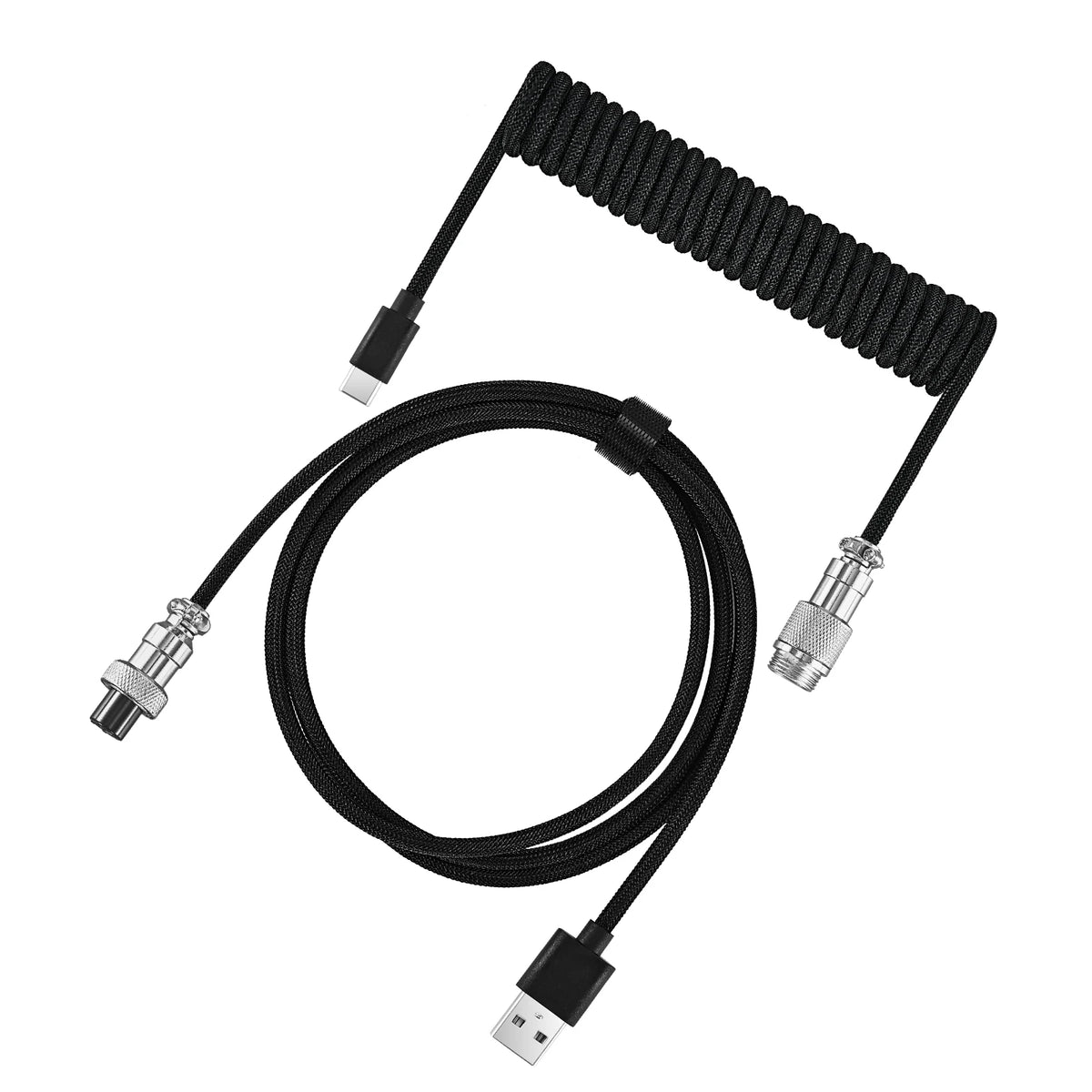 Mechanical Keyboard Coiled Cable Aviator Type-c USB Connector Zpaxo Black