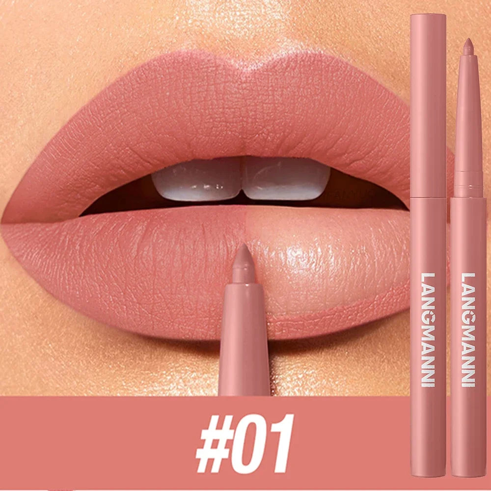 LANGMANNI Sexy Velvet Matte Lip Liner Pen Waterproof Silky Natural Contour Non-Stick Cup Makeup Lipstick Pencil Lasting Cosmetic Zpaxo 01
