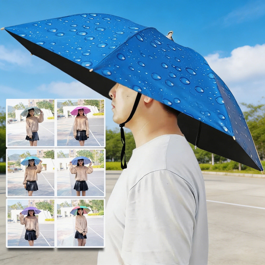 Double-layer Black Coated Rainproof Fishing Umbrella Hat Outdoor Tea
