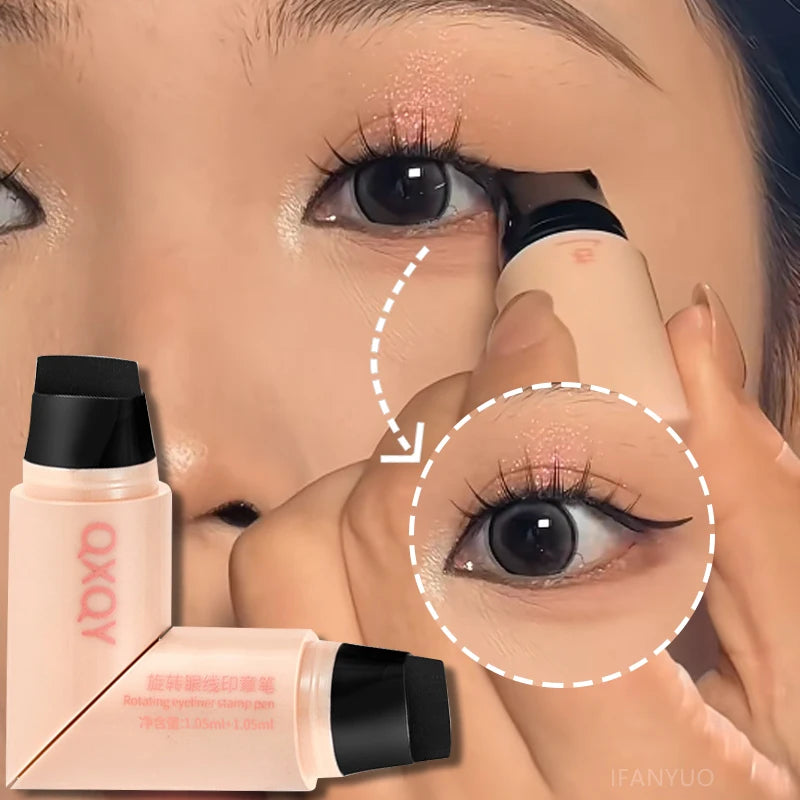 Double-headed Rotating Eyeliner Stamp Pen Long-Lasting Waterproof & Sweat-Proof Easy To Use for Beginners Lazy Makeup Stencil Zpaxo