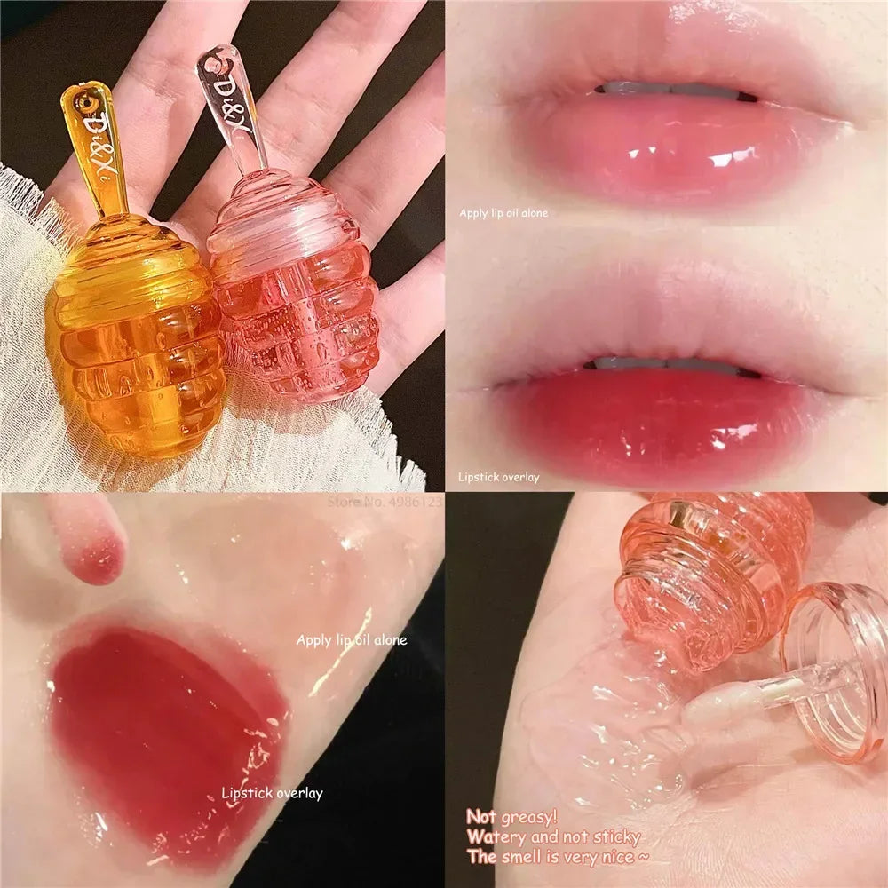 Canned Honey Lip Oil Peach Lip Balm Non-sticky Moisturizing Lips Plumper Nourishing Repair Anti-drying Lipstick Lip Care Makeup Zpaxo