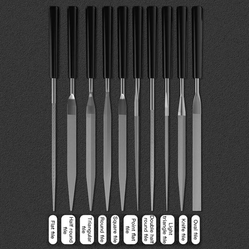 10-Piece Needle File Set – Metal, Wood, Glass & Stone Filing