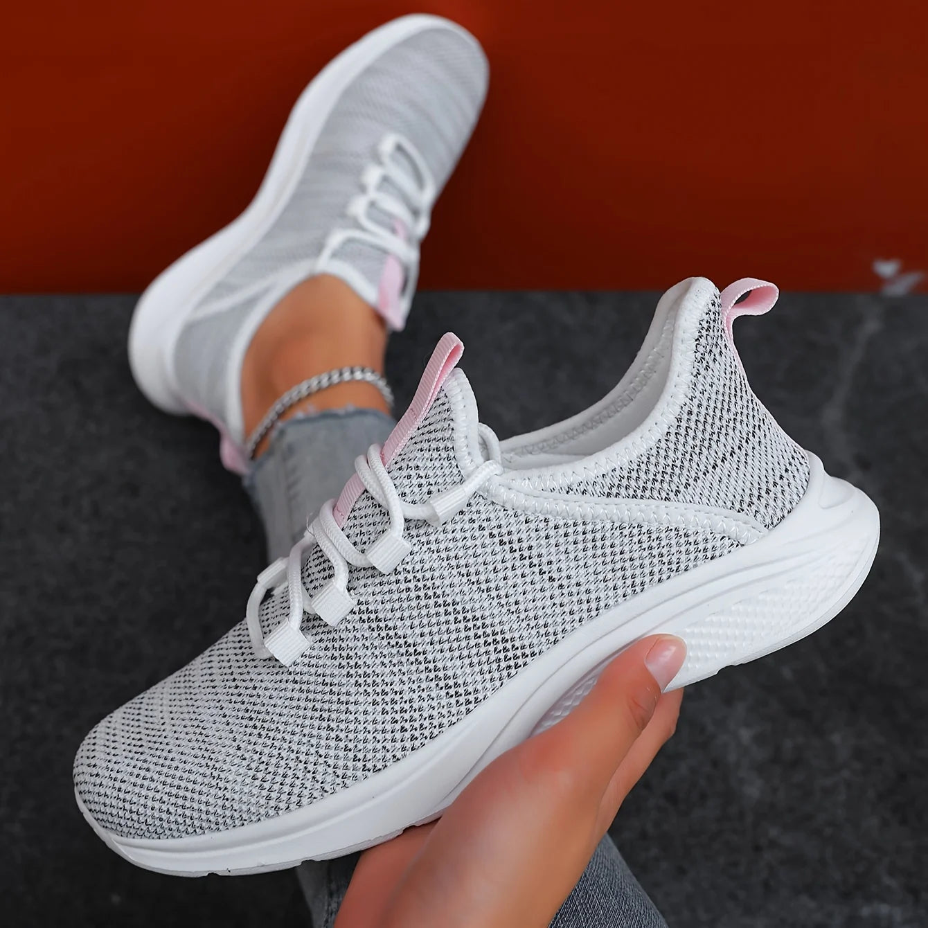 Four Seasons Fashion Casual Women's Breathable Lightweight Anti-Slip Durable Outdoor Sports Shoes Couple Running Sneakers Road Zpaxo