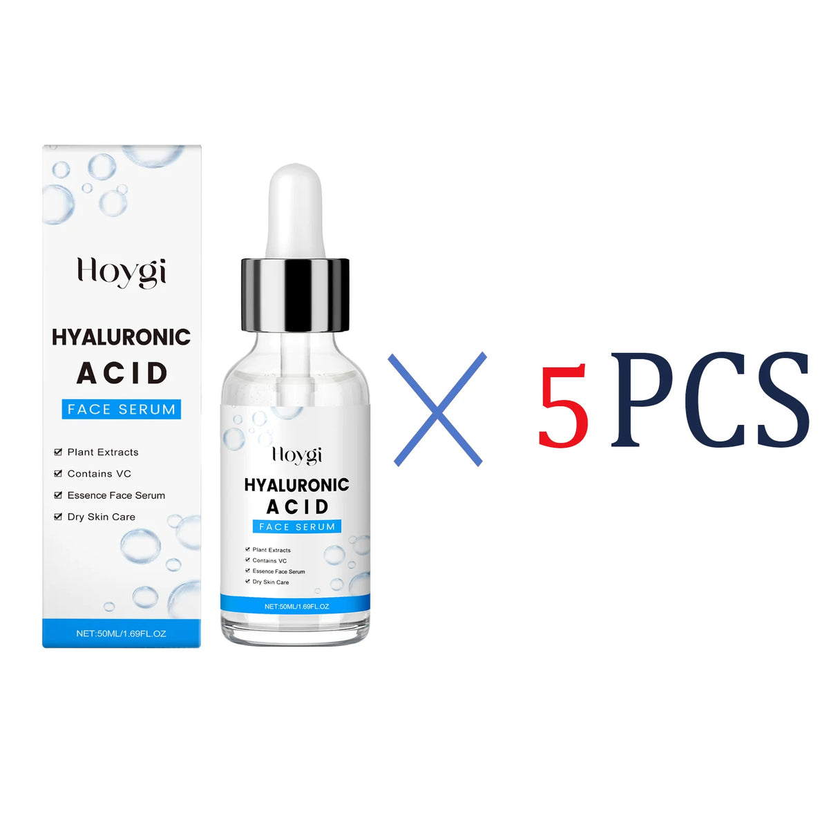 Hyaluronic Acid Serum 50ml Anti Aging Face Serum With Centella Asiatica Deep Hydration For Glowing Skin For Fine Lines Wrinkles Zpaxo 5 Pcs