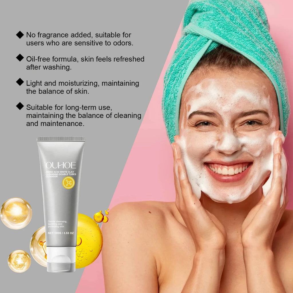Amino Acid Cleanser Gently Cleansing Facial Skin Oil Control Clean Pores and Less Oil Moisturizing Nourishing Skin Care Cleanser Zpaxo