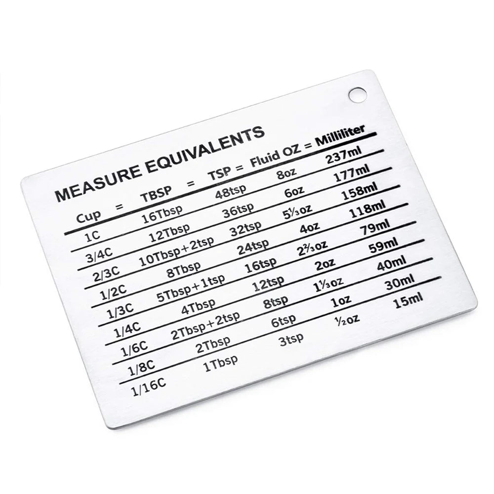Measurement Conversion Refrigerator Magnet Stainless Steel Scale Plate Refrigerator Magnet for Cups Fluid Oz Milliliters Kitchen Zpaxo