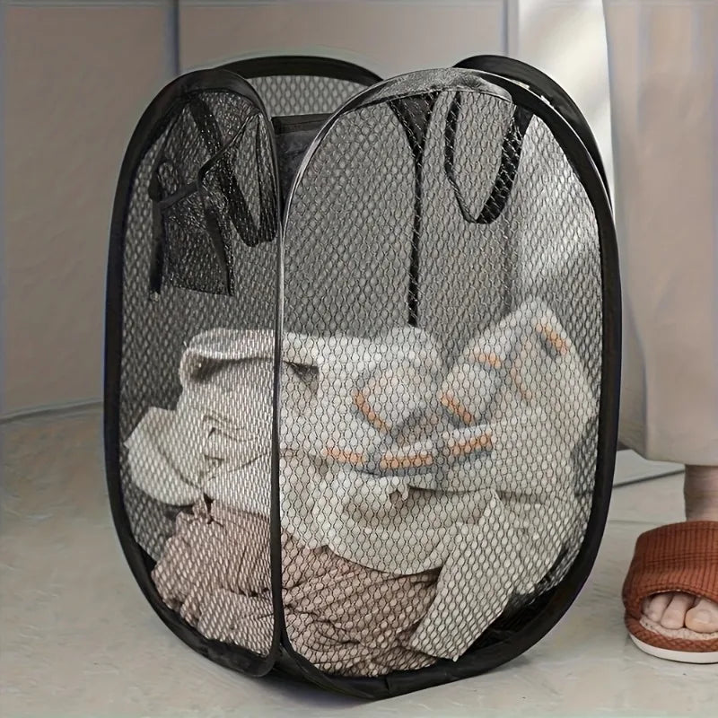 1pc Modern Design Handled Laundry Basket - Large Capacity Collapsible Storage Bin, Suitable for Living Room,Bathroom, Bedroom Zpaxo