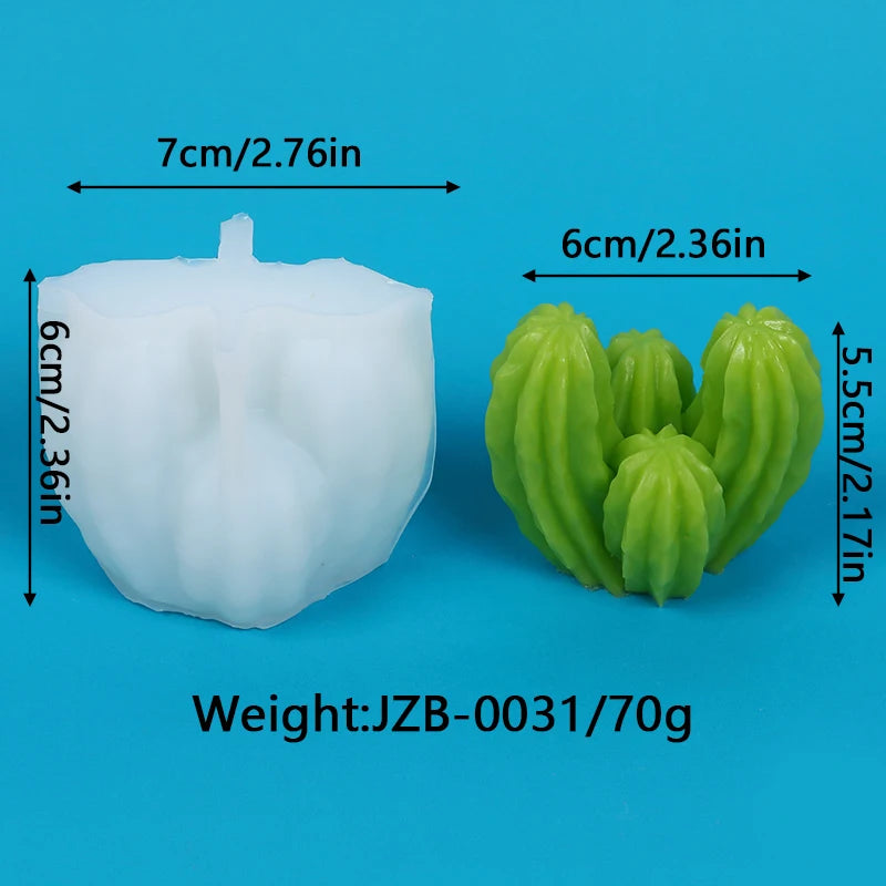 Succulents Candle Silicone Mold 3D Cactus Succulent Plants Soap Aroma