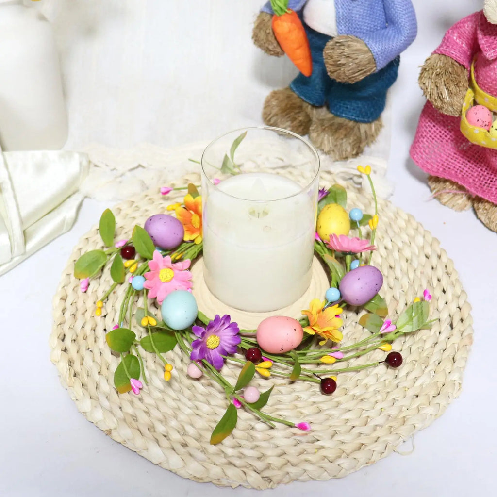 Easter Candle Rings Egg Floral Holder Garland Artificial Spring