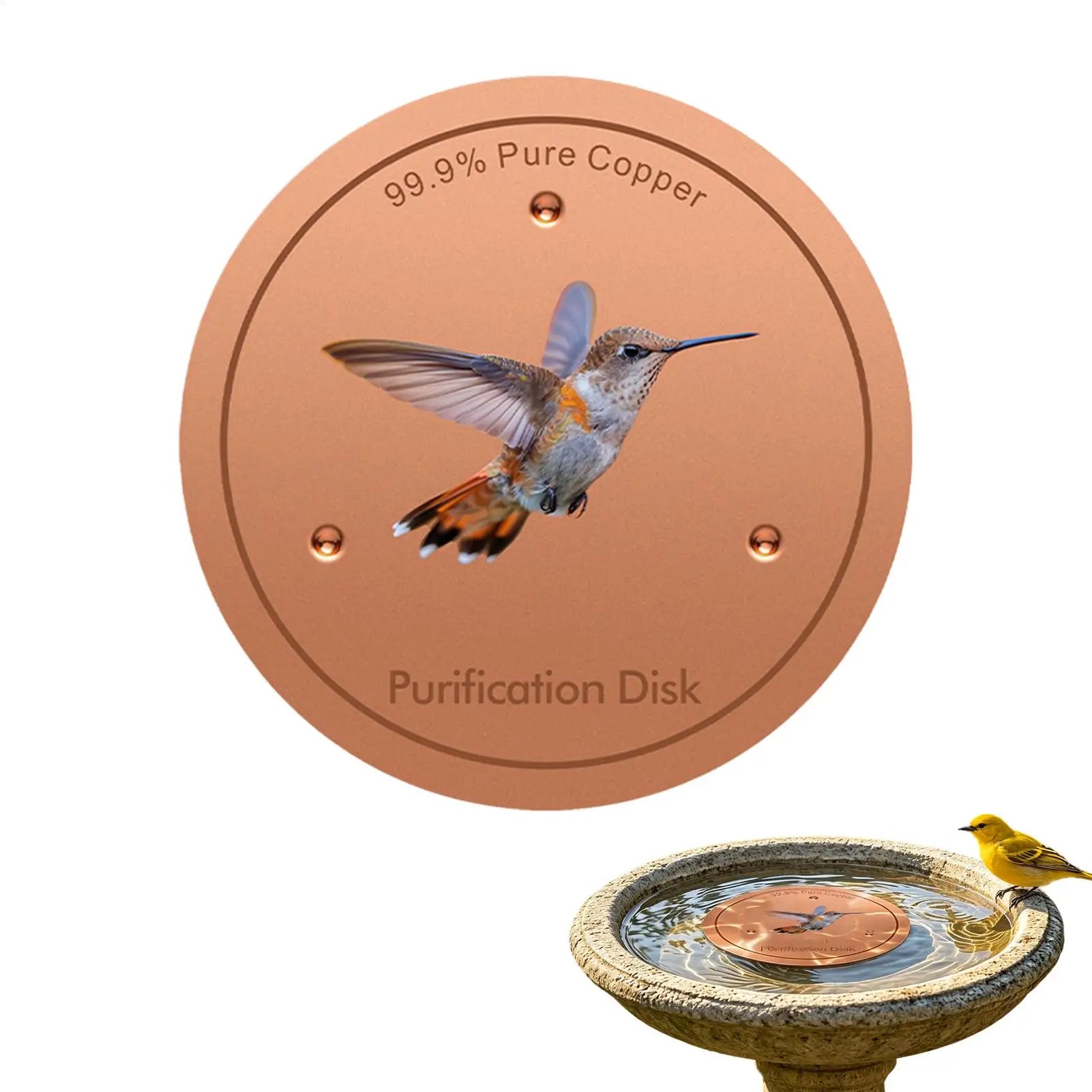 Copper Metal Bird Bath Purifier Disc | Triple-Point Support Bird Bath Accessory Zpaxo