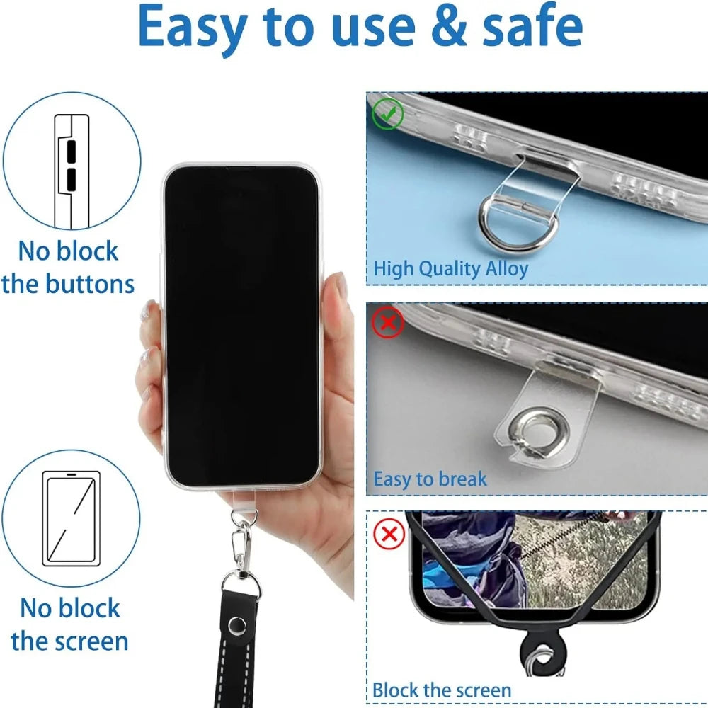 10/5/1Pcs Universal Tpu Mobile Phone Anti-lost Lanyard Card Gasket Nylon Detachable Phone Hanging Cord Strap Patch Tether Pad Zpaxo