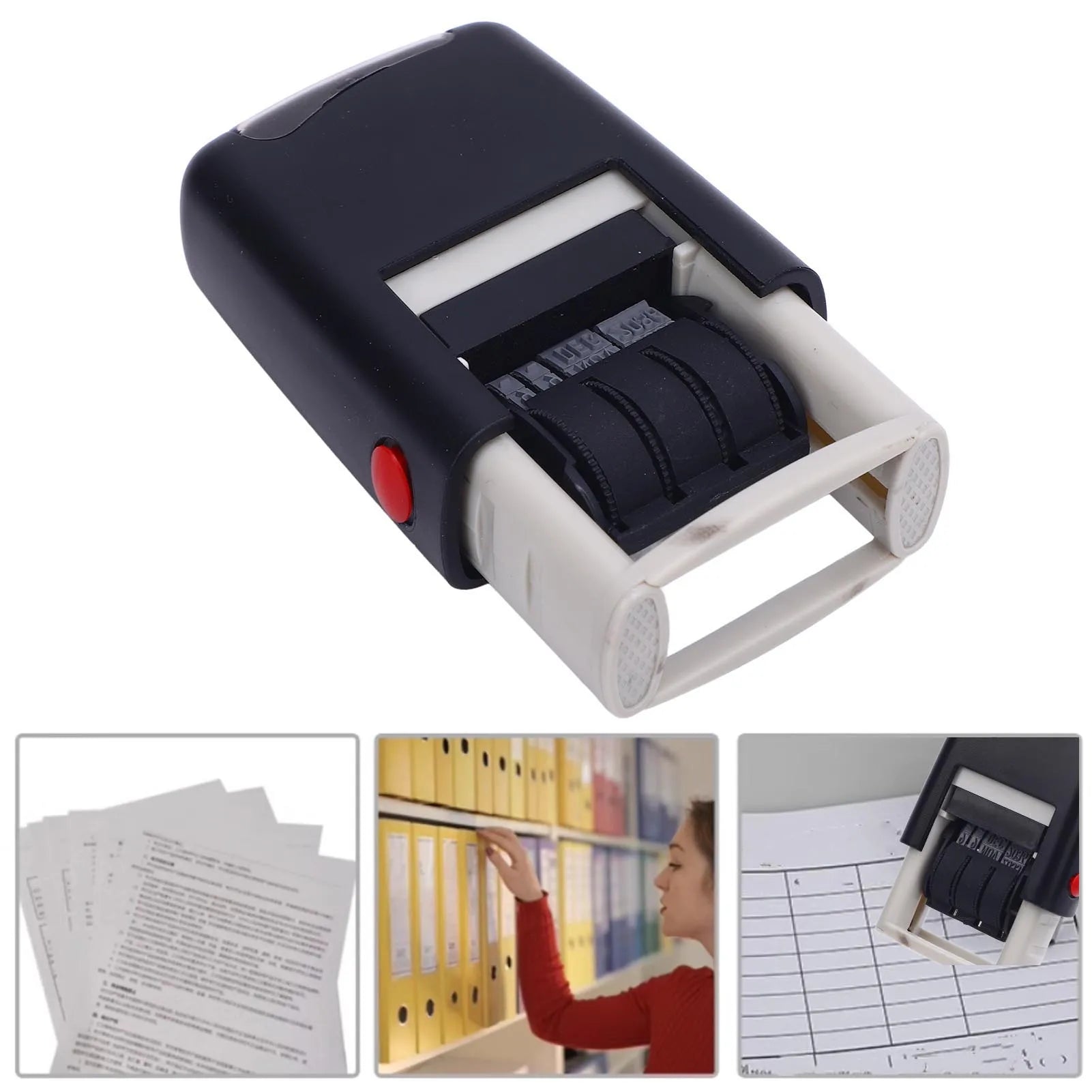 Self Inking Date Stamp 25x2.8mm English Date Clear Imprint Quick Drying Adjustable Self Inking Stamp English Date Stamp Zpaxo