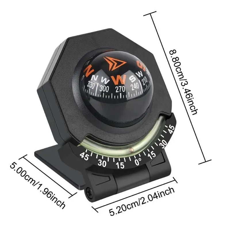 2-in-1 Car Dashboard Compass & Slope Meter | Foldable Ball Compass
