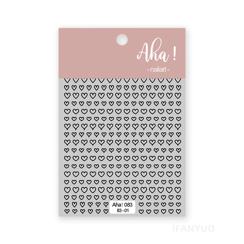 Hollow Love Heart Nail Stickers Red Black Silver Gold Laser Nail Sticker Self-Adhesive Nail Art Decoration Nails Accessories Zpaxo 083-01