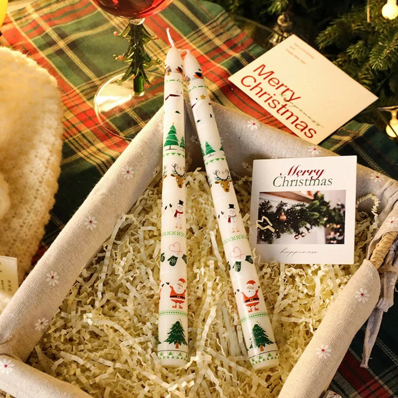 2-Piece Christmas Candle Ornaments Odorless Decor Home Wedding Table