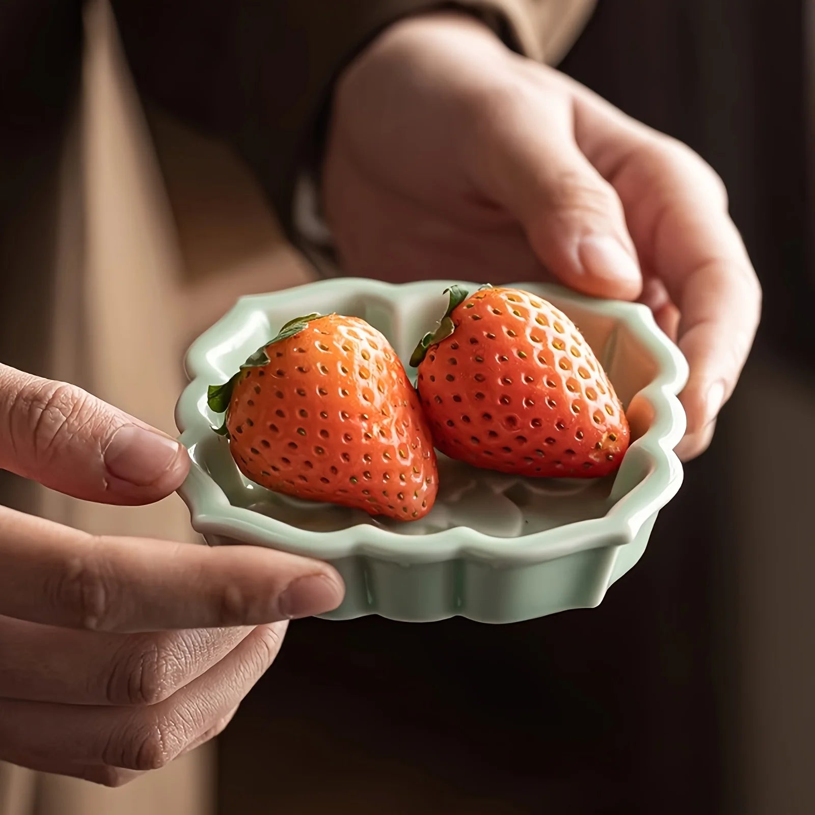 Ceramic Sauce Dish, Lotus Design - Small Appetizer Plate for Soy Sauce, Condiments, Snacks - 4 Color Options Zpaxo