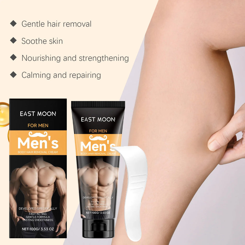 Men's Hair Removal Cream with Scraper Gently Painless Soothing Fast Acting Depilatory for Body Chest Back Legs Underarms Zpaxo