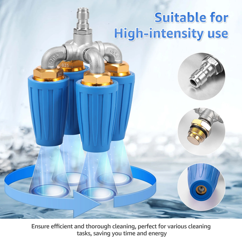 2.0 Orifice Quadruple Turbo Nozzle Pressure Washer 360° Rotating Turbo Nozzle with 1/4" Quick Connector 4000 PSI for Car Cleani Zpaxo