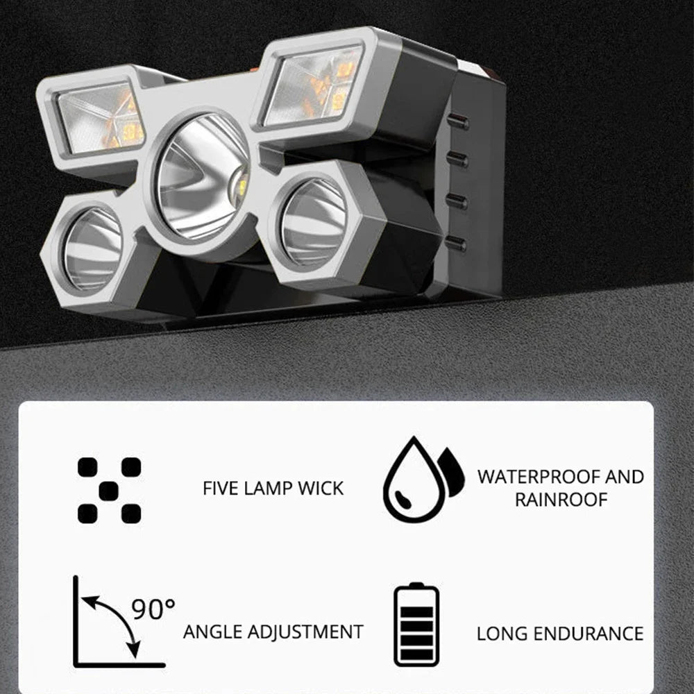 ESMARTER 5-LED USB Rechargeable Headlamp | Fishing & Outdoor