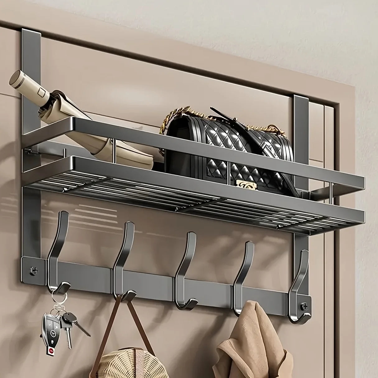 Over-the-Door Organizer Rack – Coat, Hat & Towel Hanger Door Organizer Rack Zpaxo