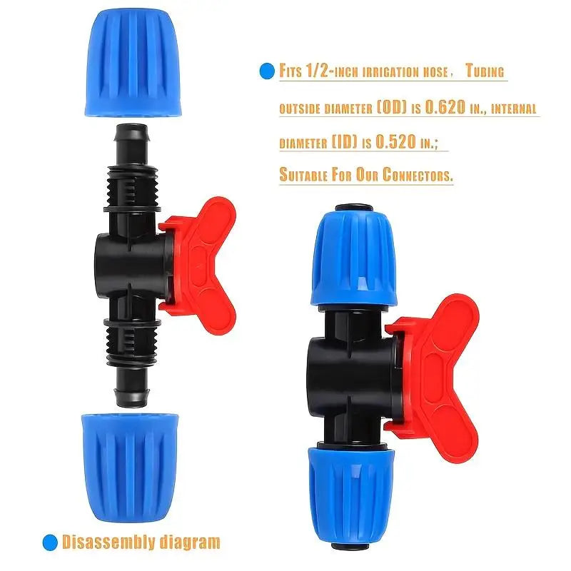 1 2-inch Drip Irrigation Tubing Switch Valve Stop Accessories Reusable Zpaxo