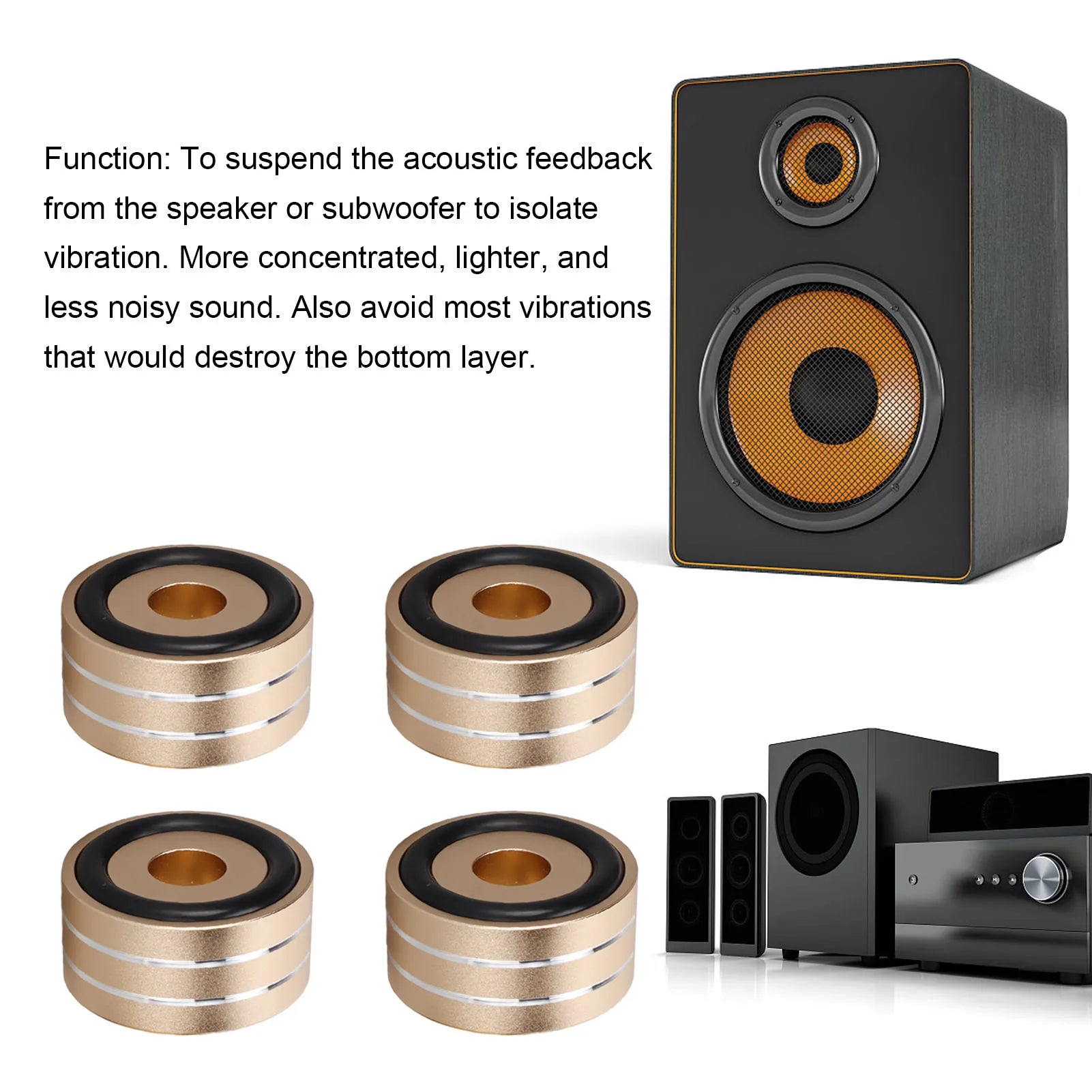 4pcs Speaker Isolation Spike Stand Foot 40x20mm / 1.57x0.78in Speaker Cone Base Mats for DAC Amplifier Recorder Meter Zpaxo