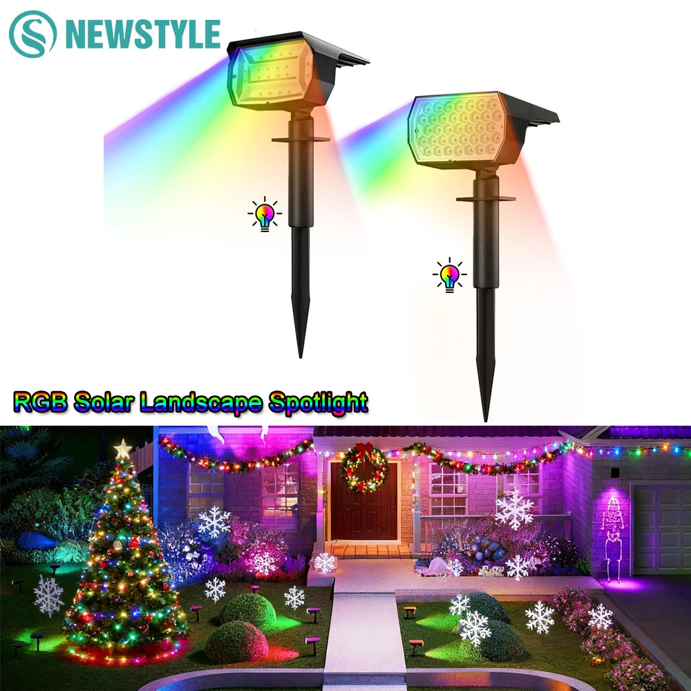 37/20LED Solar Spotlight Outdoor RGB Color Changing Solar Landscape Lights Waterproof Solar Powered Wall Lights Garden Patio Zpaxo