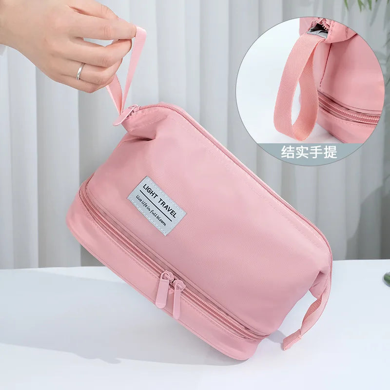 Large Capacity Cosmetic Bag Double Layer Toiletry Makeup Organizer