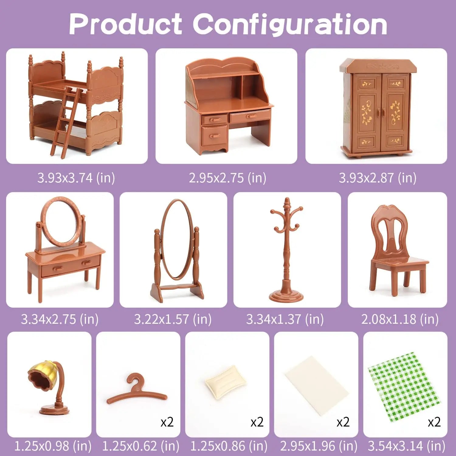 Dollhouse Furniture Bedroom Toy Simulation Forest Rabbit Family Doll