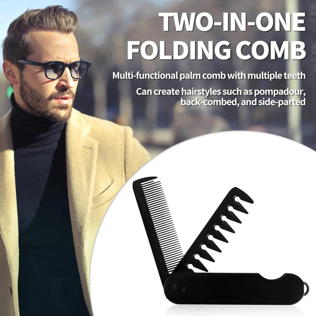 Men's 2-in-1 Folding Pocket Comb – Fine & Wide Tooth Travel